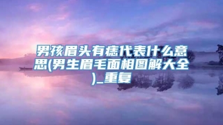 男孩眉头有痣代表什么意思(男生眉毛面相图解大全)_重复