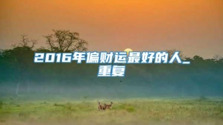 2016年偏财运最好的人_重复