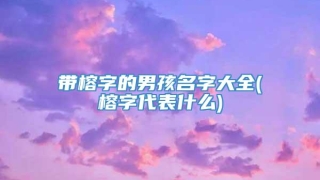 带榕字的男孩名字大全(榕字代表什么)