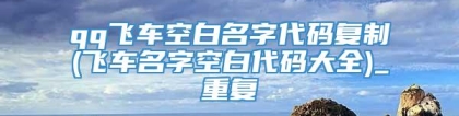 qq飞车空白名字代码复制(飞车名字空白代码大全)_重复