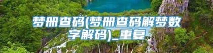 梦册查码(梦册查码解梦数字解码)_重复