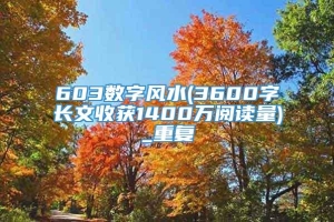 603数字风水(3600字长文收获1400万阅读量)_重复