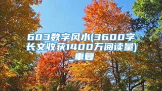 603数字风水(3600字长文收获1400万阅读量)_重复