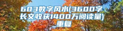 603数字风水(3600字长文收获1400万阅读量)_重复