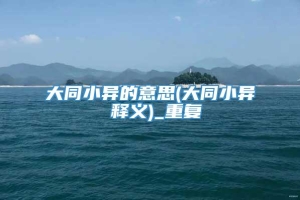 大同小异的意思(大同小异 释义)_重复