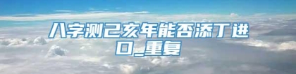 八字测己亥年能否添丁进口_重复