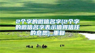 2个字的微信名字(2个字的微信名字表示值得信任的意思)_重复