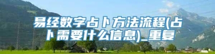 易经数字占卜方法流程(占卜需要什么信息)_重复