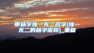带杨字独一无二名字(独一无二的杨字昵称)_重复