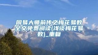周易大师前传之梅花易数全文免费阅读(浅谈梅花易数)_重复