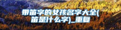 带笛字的女孩名字大全(笛是什么字)_重复
