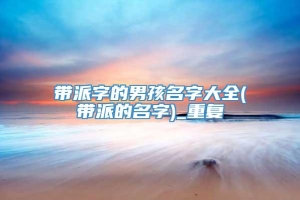 带派字的男孩名字大全(带派的名字)_重复