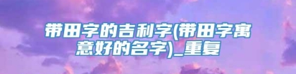 带田字的吉利字(带田字寓意好的名字)_重复