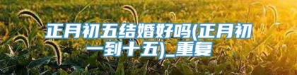 正月初五结婚好吗(正月初一到十五)_重复