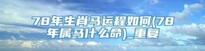 78年生肖马运程如何(78年属马什么命)_重复