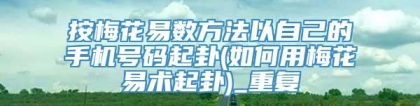 按梅花易数方法以自己的手机号码起卦(如何用梅花易术起卦)_重复