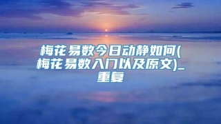 梅花易数今日动静如何(梅花易数入门以及原文)_重复