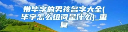 带毕字的男孩名字大全(毕字怎么组词是什么)_重复