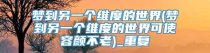 梦到另一个维度的世界(梦到另一个维度的世界可使容颜不老)_重复