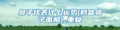 鼻子代表什么运势(财富鼻子面相)_重复