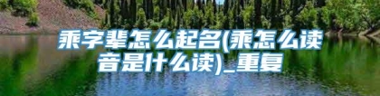 乘字辈怎么起名(乘怎么读音是什么读)_重复