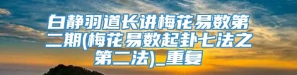 白静羽道长讲梅花易数第二期(梅花易数起卦七法之第二法)_重复