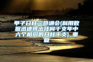 甲子日柱三命通会(利用数据迅速得出任何干支年中六个相同的日柱干支)_重复