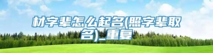 材字辈怎么起名(照字辈取名)_重复