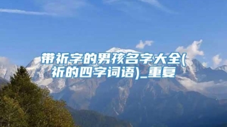 带祈字的男孩名字大全(祈的四字词语)_重复