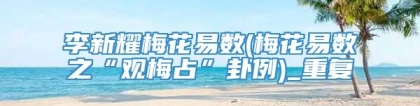 李新耀梅花易数(梅花易数之“观梅占”卦例)_重复