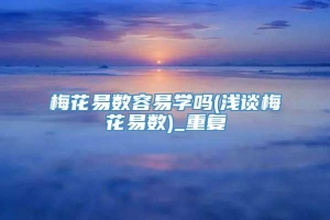 梅花易数容易学吗(浅谈梅花易数)_重复