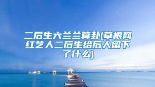 二后生六兰兰算卦(草根网红艺人二后生给后人留下了什么)