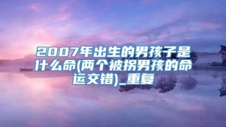2007年出生的男孩子是什么命(两个被拐男孩的命运交错)_重复