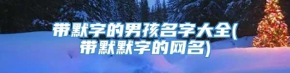 带默字的男孩名字大全(带默默字的网名)