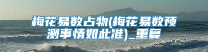 梅花易数占物(梅花易数预测事情如此准)_重复