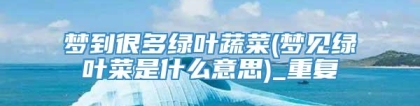 梦到很多绿叶蔬菜(梦见绿叶菜是什么意思)_重复