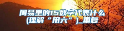 周易里的15数字代表什么(理解“用六”)_重复