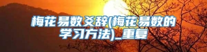 梅花易数爻辞(梅花易数的学习方法)_重复