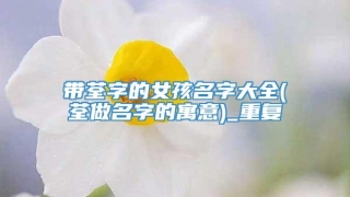 带荃字的女孩名字大全(荃做名字的寓意)_重复