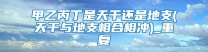 甲乙丙丁是天干还是地支(天干与地支相合相冲)_重复