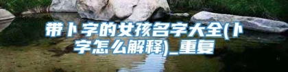 带卜字的女孩名字大全(卜字怎么解释)_重复