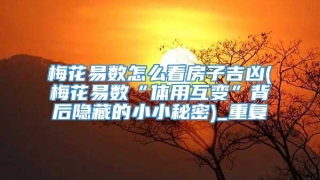 梅花易数怎么看房子吉凶(梅花易数“体用互变”背后隐藏的小小秘密)_重复