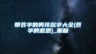 带苍字的男孩名字大全(苍字的意思)_重复