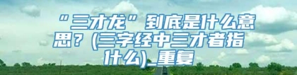 “三才龙”到底是什么意思?(三字经中三才者指什么)_重复