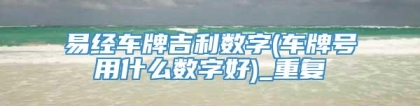 易经车牌吉利数字(车牌号用什么数字好)_重复
