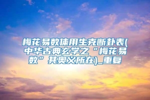 梅花易数体用生克断卦表(中华古典玄学之“梅花易数”其奥义所在)_重复