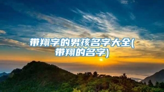 带翔字的男孩名字大全(带翔的名字)