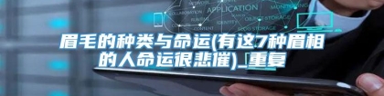 眉毛的种类与命运(有这7种眉相的人命运很悲催)_重复