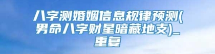 八字测婚姻信息规律预测(男命八字财星暗藏地支)_重复