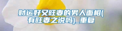财运好又旺妻的男人面相(有旺妻之说吗)_重复